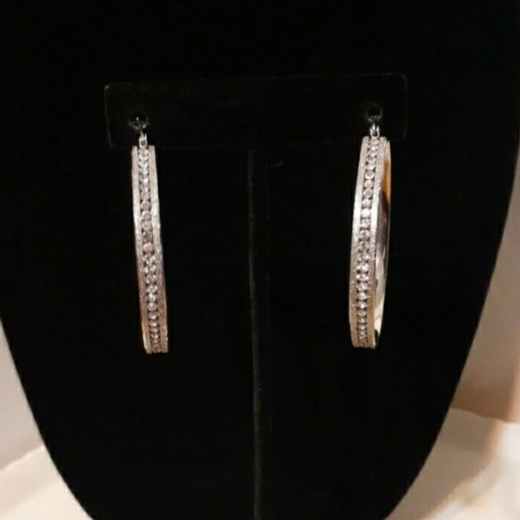 Diamond Channel-set Eternity Hoop Earrings - Picture 3 of 10